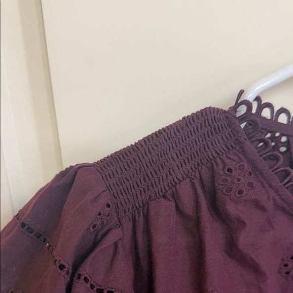 Caroline Constas Burgundy Eyelet Blouse - Picture 7 of 15